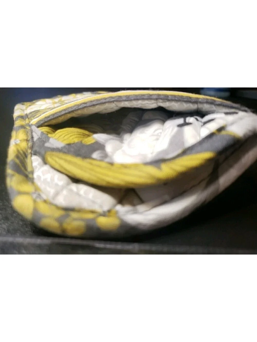 Stephanie Dawn Quilted Eyeglass Holder Yellow White Flowers Embroidered